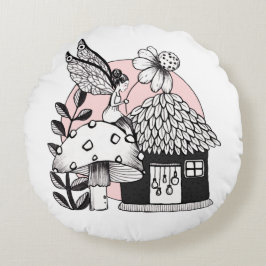 Cojín Redondo Casa De Hadas Y De Hadas Encantadas