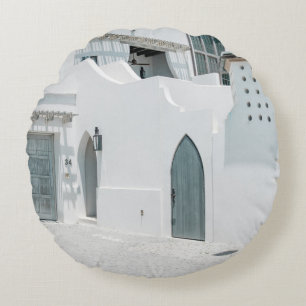 Cojín Redondo Casa de hormigón blanco