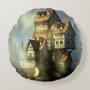 Cojín Redondo Casa de la Fantasía en el agua