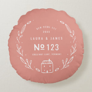 Cojín Redondo Casa nueva diseño floral dibujado a mano