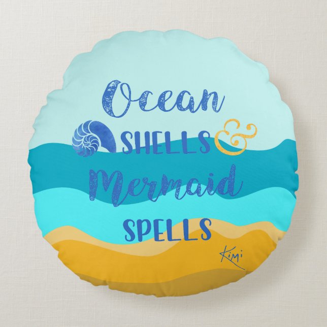 Cojín Redondo Cáscaras oceánicas y espeleología de sirenas (Anverso)