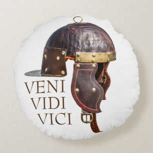 Cojín Redondo Casco militar romano antiguo - Veni, Vidi, Vici
