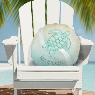 Cojín Redondo Caseta de playa Tortuga Náutica Aqua Blue ID623