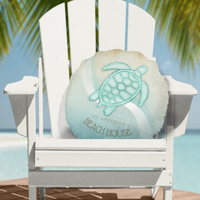 Cojín Redondo Caseta de playa Tortuga Náutica Aqua Blue ID623 (Subido por el creador)
