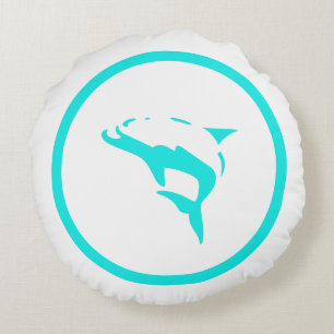 Cojín Redondo Casi azul cyan blanco DOLFIN náutico