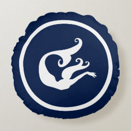 Cojín Redondo Casi azul marino + marinero blanco