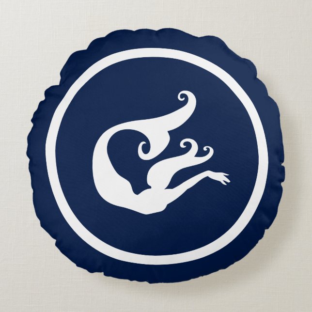 Cojín Redondo Casi azul marino + marinero blanco (Anverso)