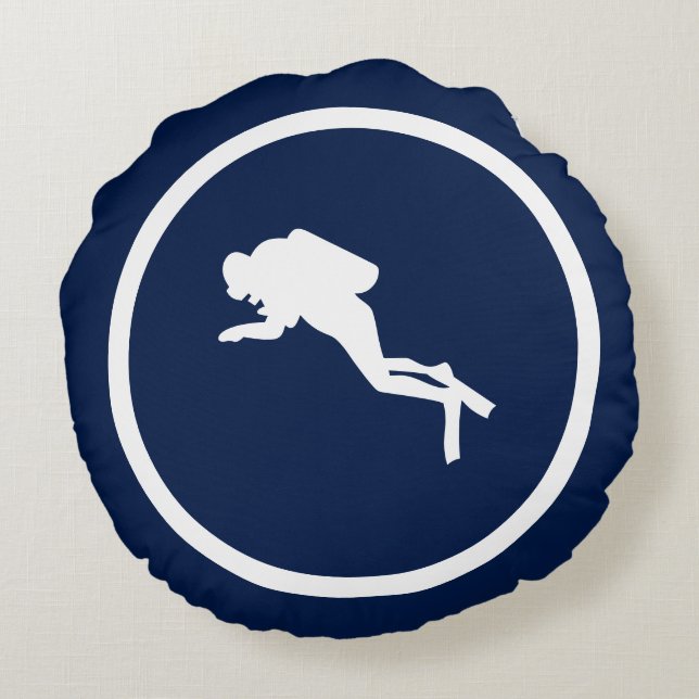 Cojín Redondo Casi azul marino SCUBA DIVER (Reverso)