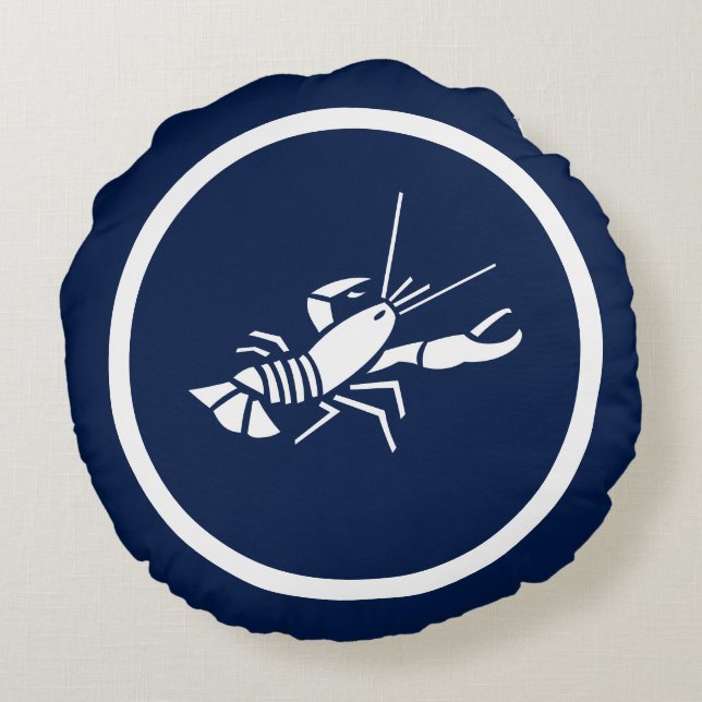 Cojín Redondo Casi náutica azul marino (Reverso)