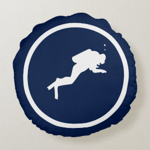 Cojín Redondo Casi un tiburón azul marino SCUBA DIVER náutico