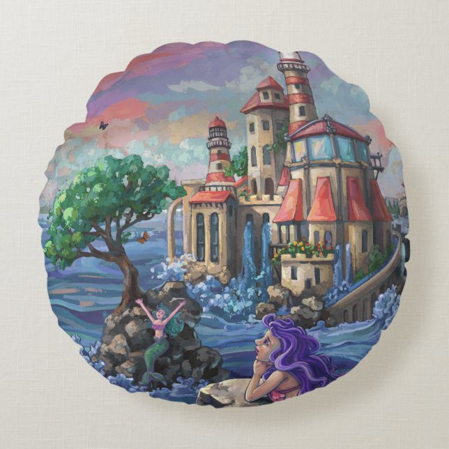 Cojín Redondo Castillo de Sirena (Anverso)