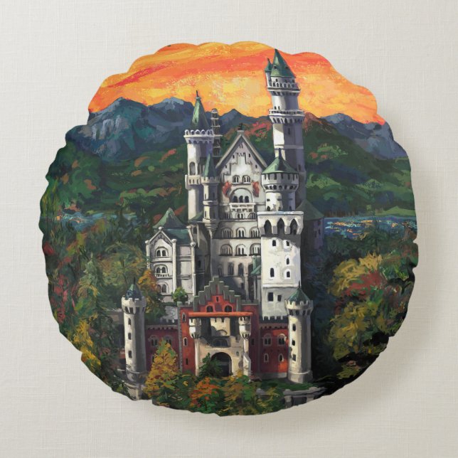 Cojín Redondo Castillo Schloss Neuschwanstein (Anverso)