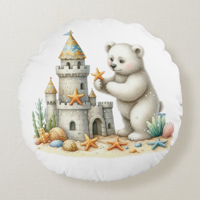 Cojín Redondo Castillos de arena (Anverso)