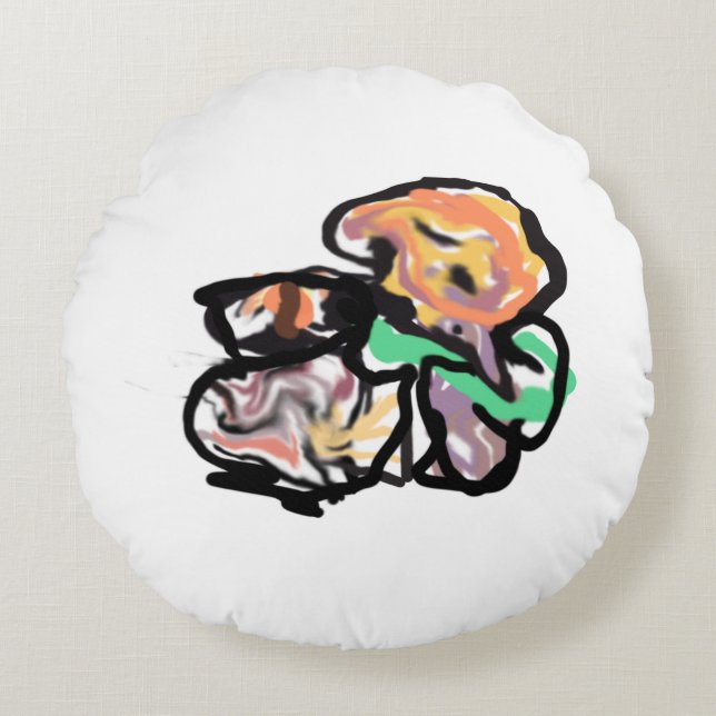 Cojín Redondo Cat and flowers  fun (Anverso)