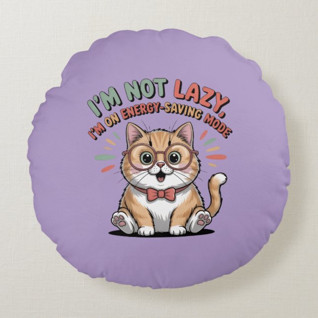 Cojín Redondo Cat in Energy Saving Mode (Anverso)
