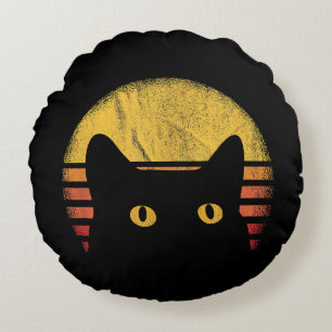 Cojín Redondo Cat Retro Vintage
