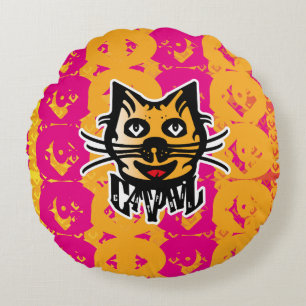 COJÍN REDONDO CATPHIL CAT YELLOW BY MASANSER PIXELAT