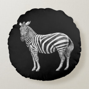 Cojín Redondo Cebra blanca y negra
