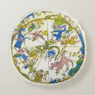 Cojín Redondo Céleste Antiguo, Esfera Árabe, Constelaciones