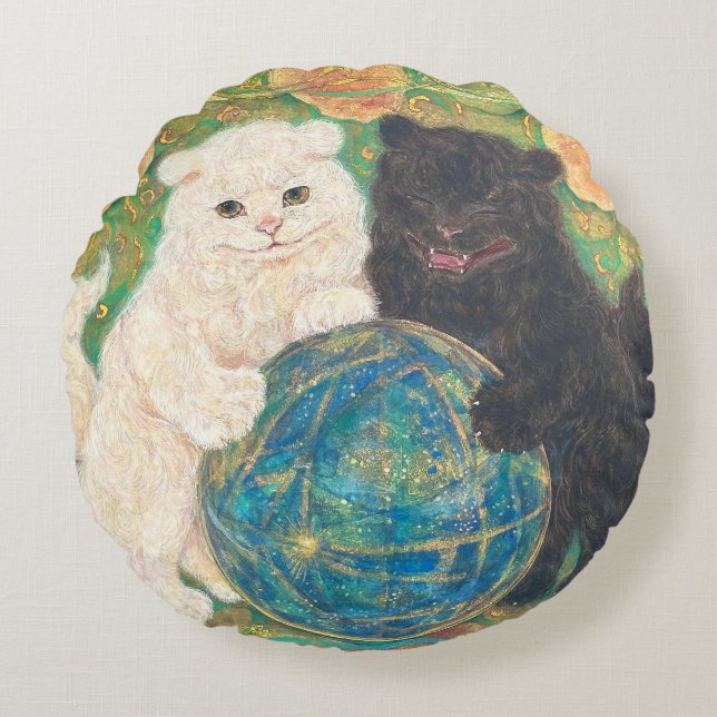 Cojín Redondo Celestial Guardians: Cosmic Harmony (Anverso)