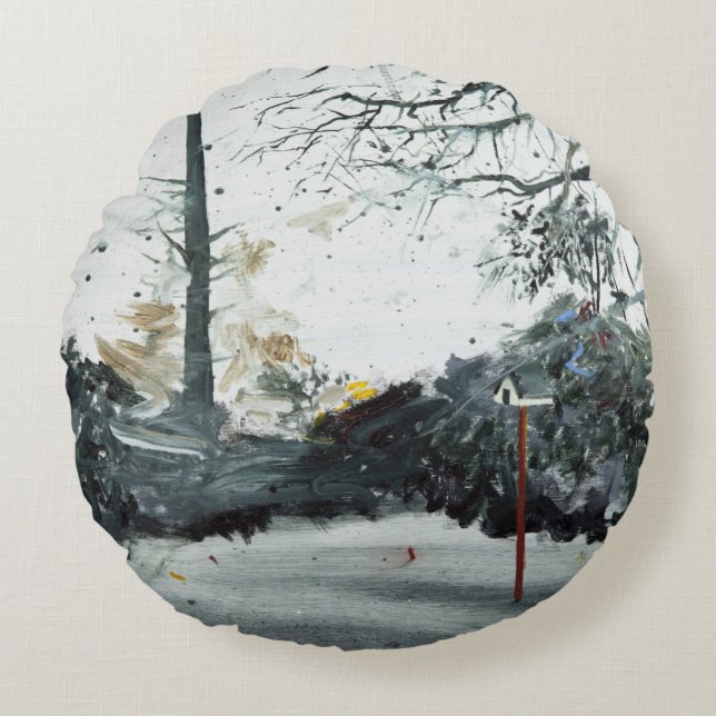 Cojín Redondo Cementerio 2013 de Ohlsdorf de la caja de pájaro (Anverso)