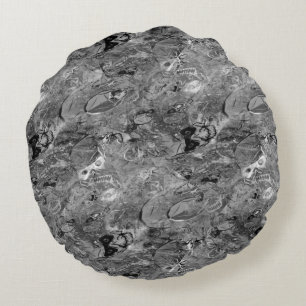 Cojín Redondo Cementerio virtual de cráneos y tumbas destruidas