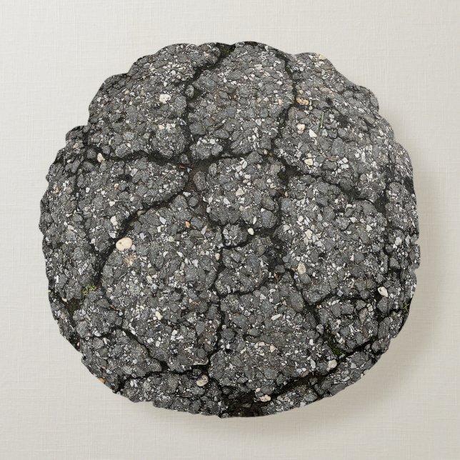 Cojín Redondo Cemento de esparcimiento de la calle Asfalto Negra (Anverso)