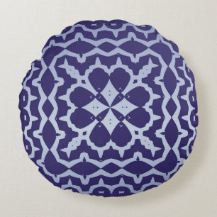Cojín Redondo Cerámica de azulejo portugués antiguo. Diseño gráf