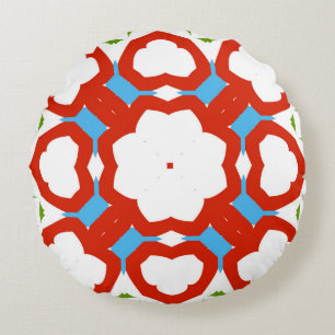 Cojín Redondo Cerámica de talavera mexicana antigua. Diseño gráf