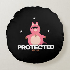 Cojín Redondo Cerdo rosa gracioso