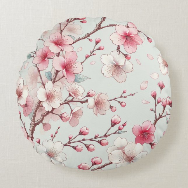 Cojín Redondo Cerezo en flor (Anverso)
