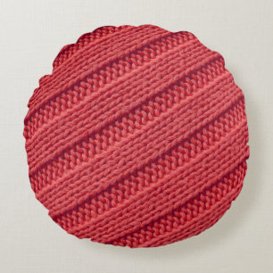 Cojín Redondo Cerrar la textura de crochet de rayas.