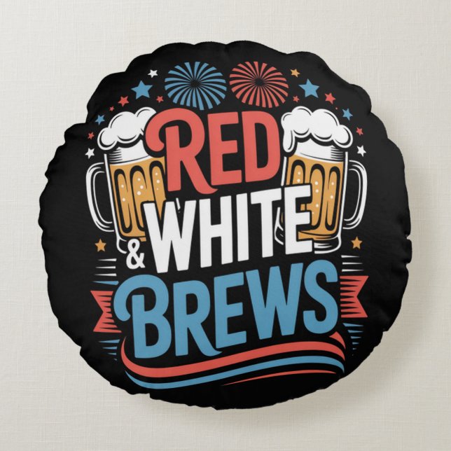 Cojín Redondo Cerveza 4 de julio (Anverso)