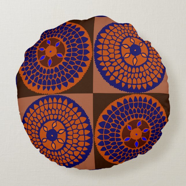 Cojín Redondo Cesta de girasoles de África (Reverso)