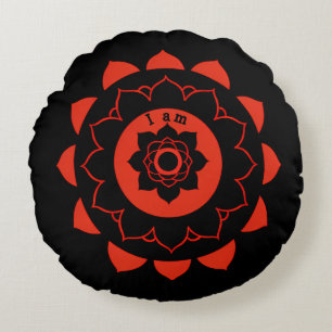 Cojín Redondo Chakra raíz de Mandala Roja Muladhara