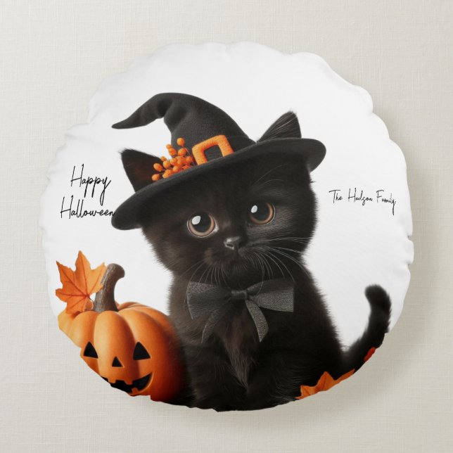 Cojín Redondo Chalot halloween Citrouille Family (Anverso)
