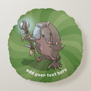 Cojín Redondo Chaman Micístico Hipnótico Armadillo Y Personaliza