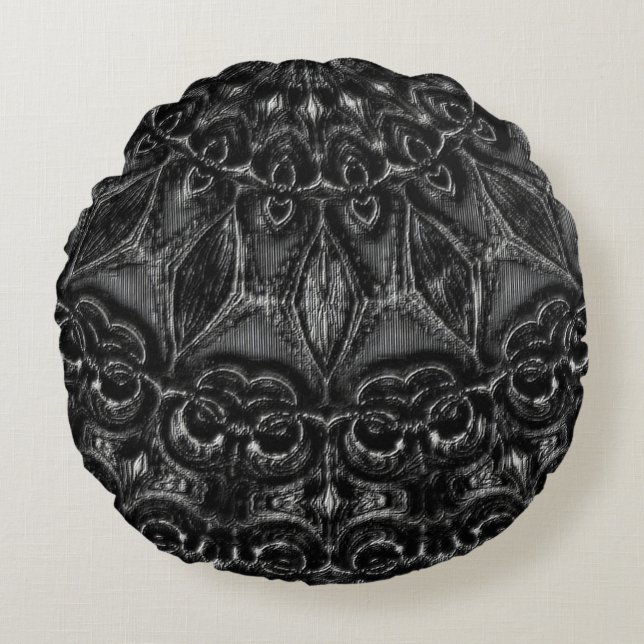 Cojín Redondo Charcoal Mandala  (Anverso)
