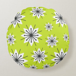 Cojín Redondo Chartreuse con copos de nieve modernos de mediados