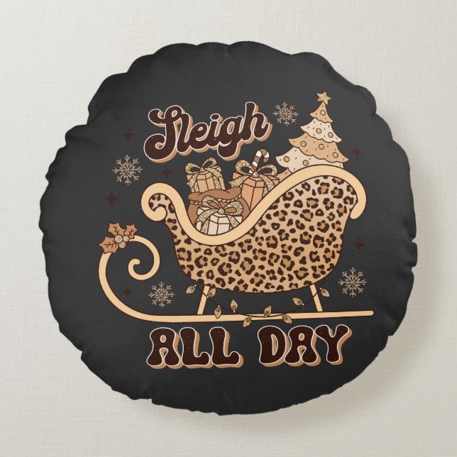 Cojín Redondo Cheetah Styled Christmas Pillow (Anverso)