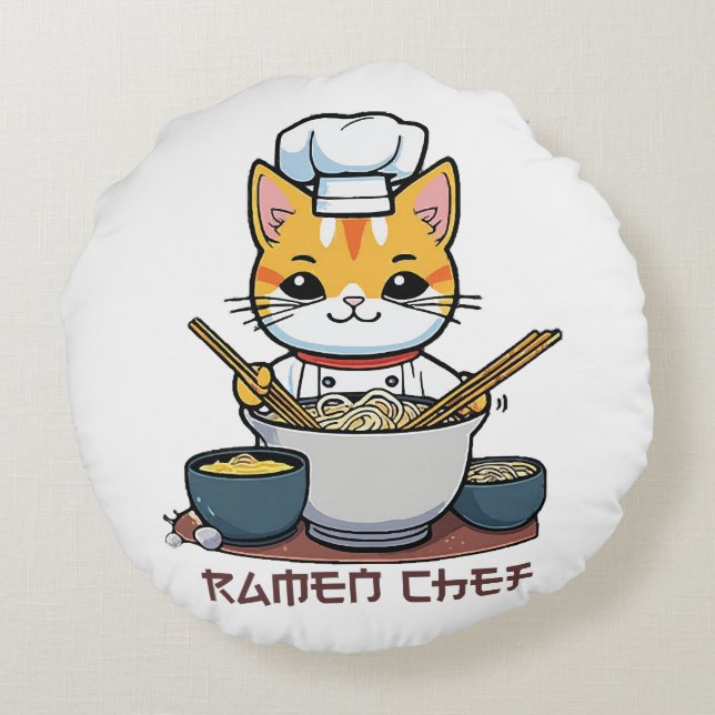 Cojín Redondo Chef de Ramen (Reverso)