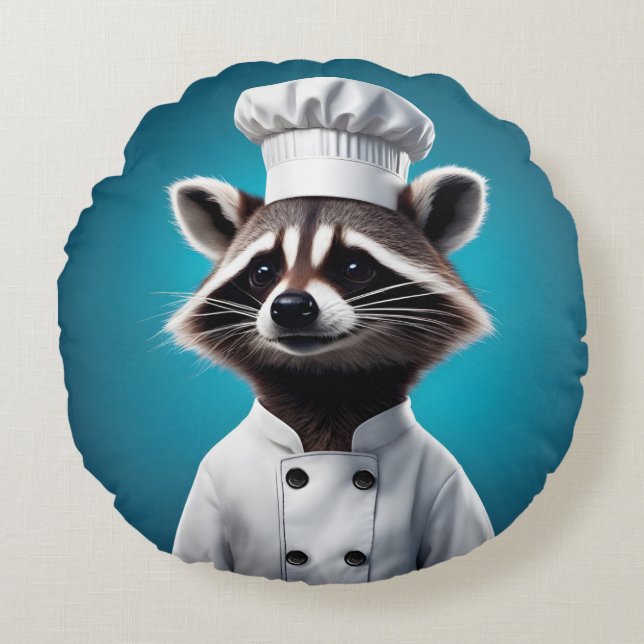 Cojín Redondo Chef Raccoon (Anverso)