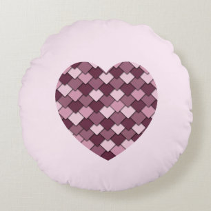 Cojín Redondo Cherry Pink Square y el corazón del Diamante