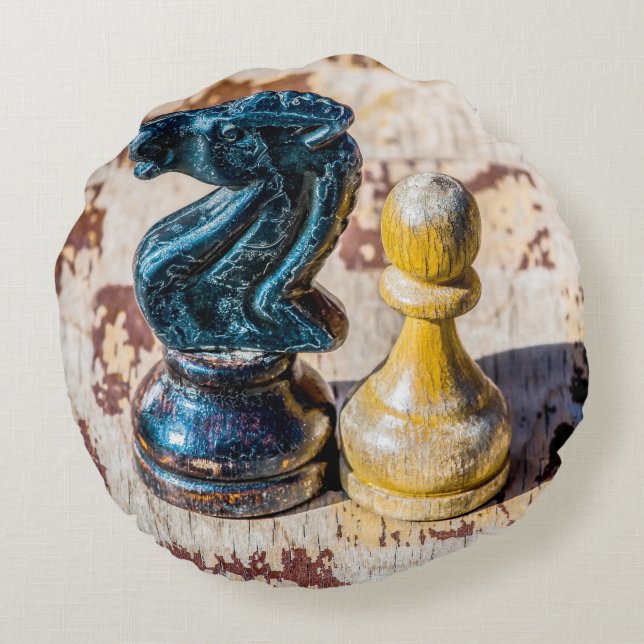 Cojín Redondo Chess Pawn y Knight - Veteranos (Reverso)