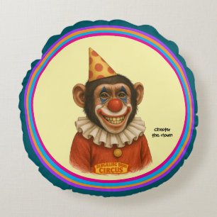 Cojín Redondo Chester el payaso chimpancé