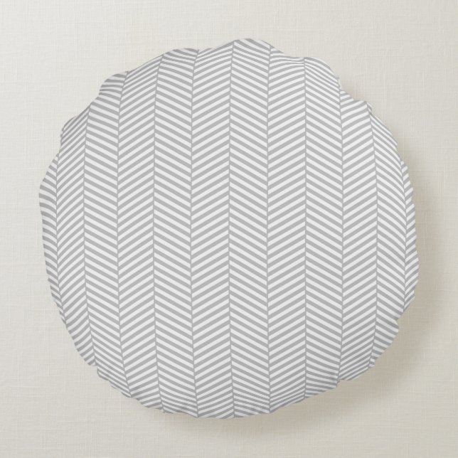 Cojín Redondo Chevron plateado (Reverso)