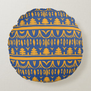 Cojín Redondo Chevrons africanos: Patrón étnico tribal
