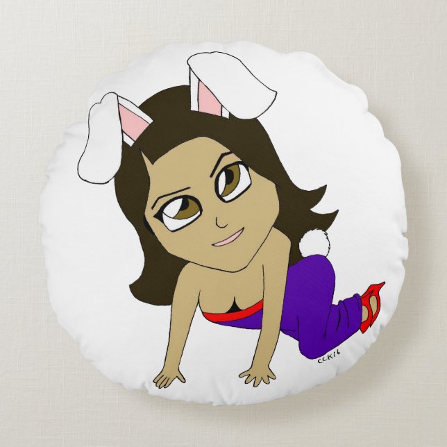 Cojín Redondo chibi bunnygirl (Anverso)