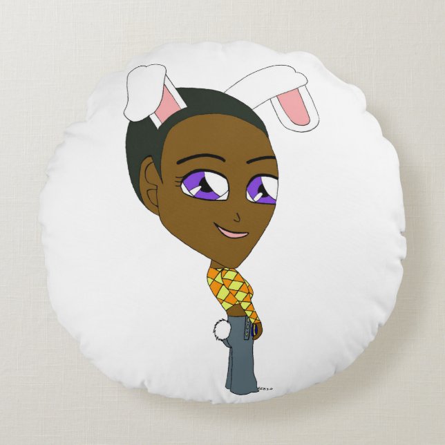 Cojín Redondo chibi conejita   (Anverso)