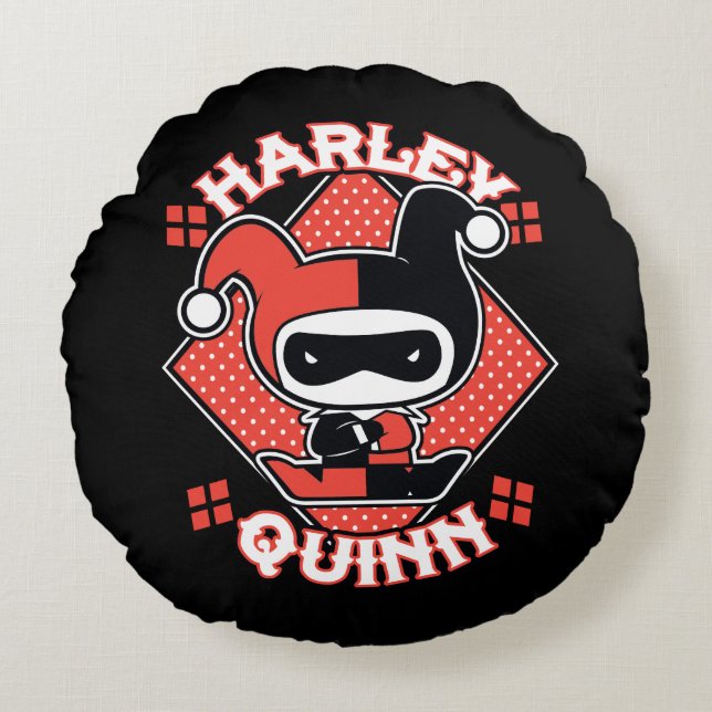 Cojín Redondo Chibi Harley Quinn Splits (Anverso)